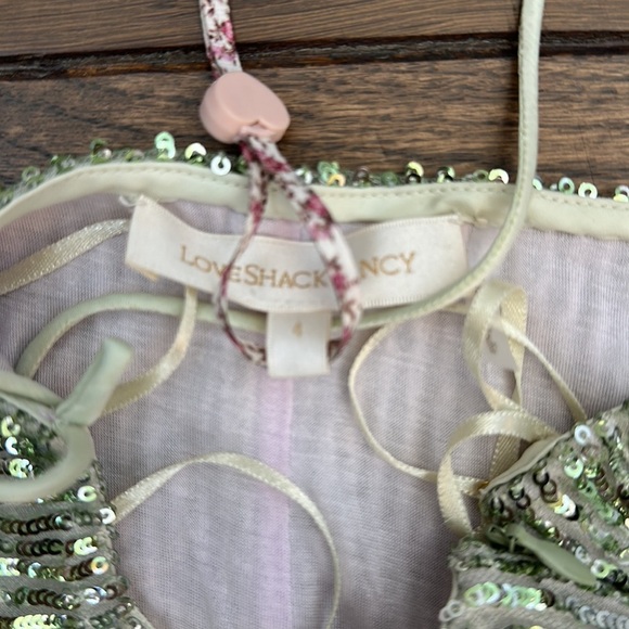 NWT LoveShackFancy Grand Scoop Neck Ombre Sequin Maxi Dress Lilac Leaves Mermaid - Picture 6 of 8